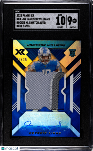 2022 Panini Xr Jameson Williams #RXA-JW /35 SGC 9 Detroit Lions front