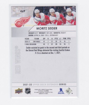 Moritz Seider 2021-22 Upper Deck Extended Series Triple Exposure Variation #469 back