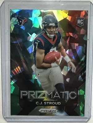 2023 CJ Stroud Panini Prizm Prizmatic Green Cracked Ice front