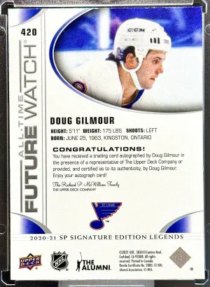Doug Gilmour 2020-21 Signature Legends All-Time Future Watch Auto 52/99 back