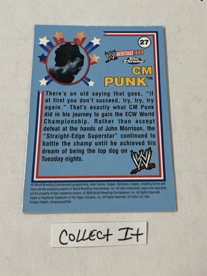 C.M. Punk 2008 Topps Chrome Card # 27 back