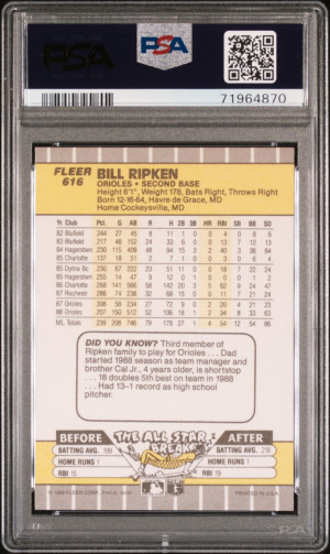 Billy Ripkin FF error PSA 9 back