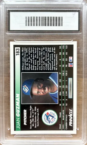 1992 pinnacle juan guzman rookie back