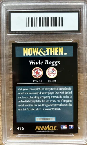 1993 Pinnacle Wade Boggs New York Yankees #476 Now & Then back
