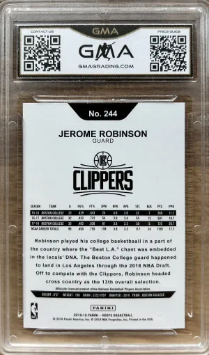 2018-19 Hoops Jerome Robinson Rookie #244 Los Angeles Clippers back