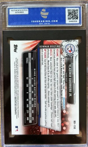 2017 Bowman Draft Prospect Vladimir Guerrero Jr. Toronto Blue Jays #BD-150 back