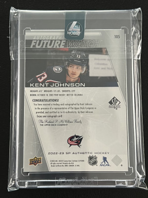Kent Johnson Future Watch Auto /999 back