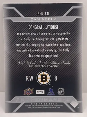 UD Black Cam Neely Bostin Bruins Pro Penmanship /10 #PEN-CN back