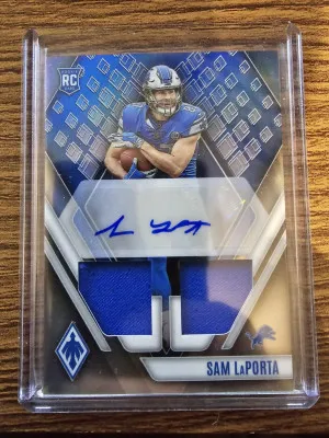 2023 PANINI PHOENIX SP RC AUTO! SAM LAPORTA DUAL JERSEY AUTO #105/199!! LIONS! front