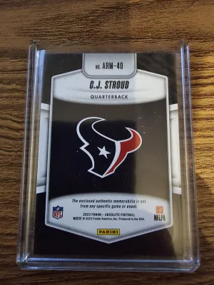 2023 Panini Absolute Football CJ Stroud ARM-40 RC Rookie Jersey Card Texans back