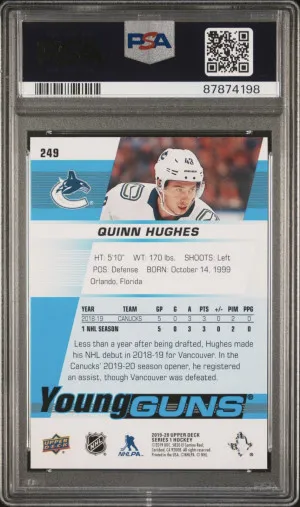 2019 Upper Deck Quinn Hughes Young Guns back