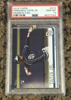 2019 Topps Fernando Tatis Jr #410 Rainbow Foil PSA 10 Gem Mint RC Rookie POP 345 back
