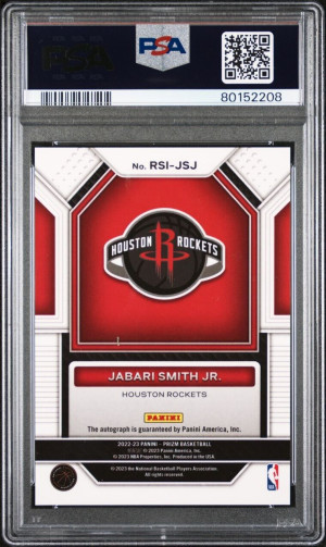 2022-23 PRIZM JABARI SMITH JR. PSA 10 ROOKIE SIGNATURES AUTO SILVER RC back