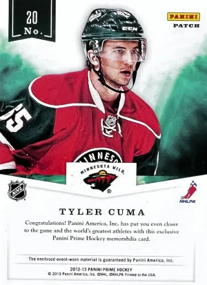 2012-13 Panini Prime Time Rookie Patch /10, Tyler Cuma back