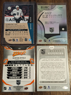 Quinton Byfield lot - 3 rookies RC back
