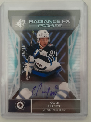 Cole Perfetti Radiance Rookie Auto /15 front