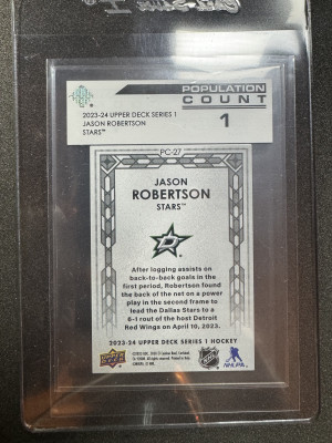 Jason Robertson Population 1 Upperdeck Series 1 back