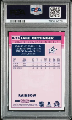2020 O-Pee-Chee Platinum Retro Jake Oettinger #R75 PSA 9 back