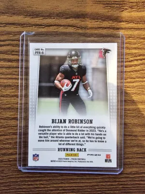 2023 Panini Prizm Bijan Robinson Silver Flashback Rookie RC Falcons #PFR-6 back