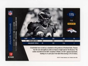 2011 Panini Limited JULIUS THOMAS Rookie Card RC SPOTLIGHT #/50 Denver Broncos back