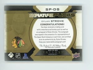 2019-20 Trilogy DYLAN STROME Signature Pucks AUTO AUTOGRAPH Chicago Blackhawks back