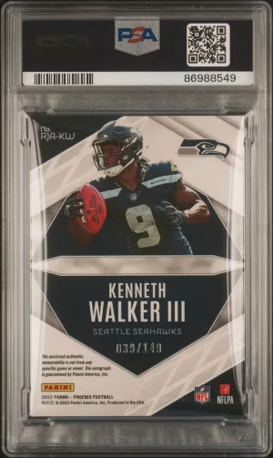 2022 Panini Phoenix RPS Rookie Jersey Autograph Kenneth Walker III #RJAKW PSA 8 back