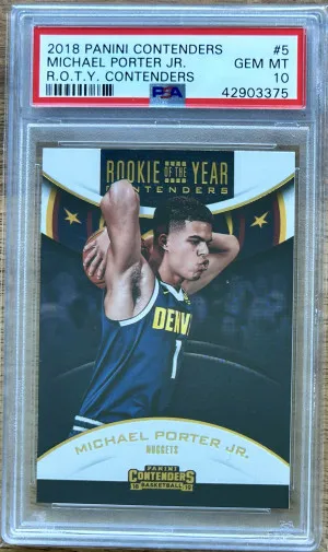 2018-19 Contenders MICHAEL PORTER JR Rookie RC DAZZLE #5 Denver Nuggets - PSA 10 front