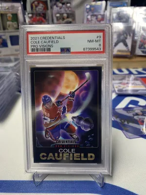 2021 Upper Deck Credentials Cole Caulfield Pro Vision PSA 8 front