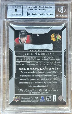 2015-16 Black Artemi Panarin Gold Ink Rookie Auto /25 BGS 8 Auto 9 back