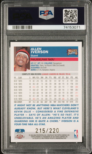 Allen Iverson 2003 Topps Chrome Xfractor PSA 8 back