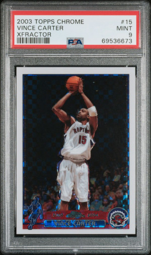 2003 Topps chrome Xfractor Vince  Carter /220 PSA 9 front