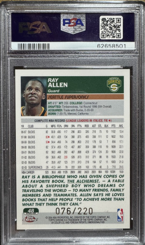 Ray Allen 2003, Topps chrome Xfractor /220 PSA 10 POP 6 back