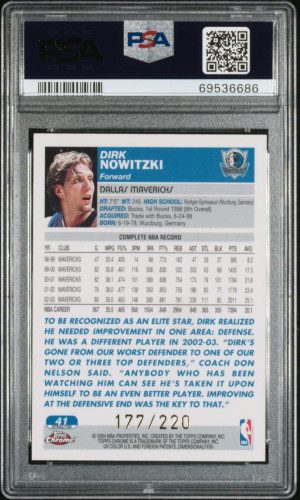 Dirk Nowitzki 2003 Topps Chrome xfractor /220 PSA 9 pop 11 back