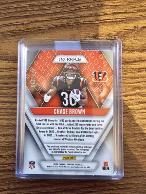 2023 Panini Phoenix Football Rookie Jersey Auto Chase Brown 276/299 RAJ-CB back