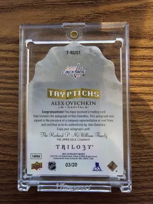 2015-16 Trilogy TRTPTICHS AUTO Alex Ovechkin 3/20 back