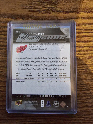 2014-15 UD Series One Dylan Larkin Young Gun back