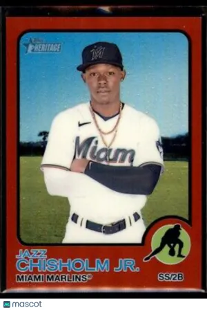 Jazz Chisholm Jr. 2022 Topps Heritage Chrome Red Refractor 087/573 #120 Miami front