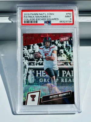 🐐2019 panini national convention Patrick Mahomes college escher squares /25 POP 2 front