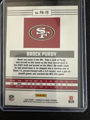 2022 Panini Chronicles Panini Brock Purdy back
