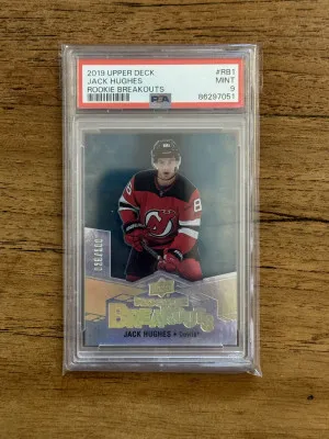 2019-20 Jack Hughes Rookie  Breakouts /100 PSA 9 - Pop 8 None Higher front