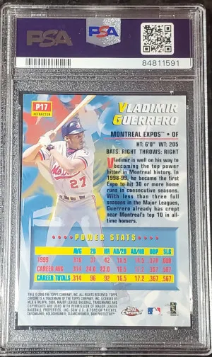 Vladimir Guerrero Topps Chrome power players refractor PSA 9 back