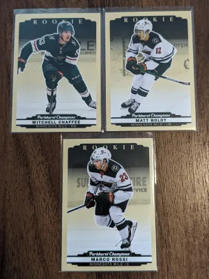 Parkhurst champions rookies matt Boldy Marco Rossi Mitchell chaffee front
