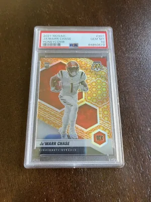 2021 Panini Mosaic Ja’Marr Chase Rookie Card Honeycomb PSA 10 front