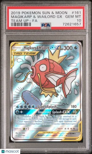 2019 PokéMon TCG Magikarp & Wailord GX #161 Mongolian PSA 10 front