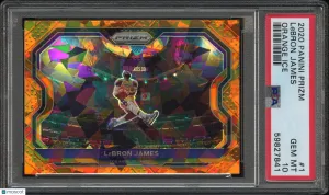 2020 Panini Prizm LeBron James #1 Cracked Ice PSA 10 Los Angeles Lakers front