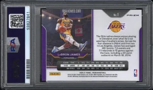 2020 Panini Prizm LeBron James #1 Cracked Ice PSA 10 Los Angeles Lakers back