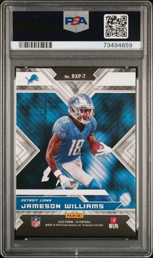 2022 Panini XR Rookie Expose Jameson Williams #RXP7 Rookie PSA 10 Lions back