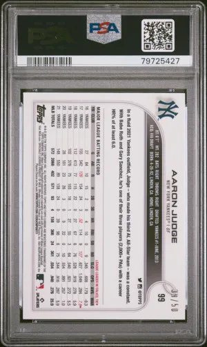 2022 Topps Chrome Ben Baller Aaron Judge #99 PSA 10 New York Yankees back
