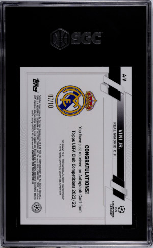 2022-23 Topps Uefa Club Competitions Vini JR. #A-V /10 SGC 9.5 back