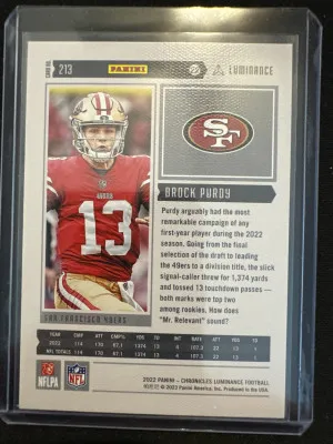 2023 Panini Chronicles Luminance Brock Purdy back
